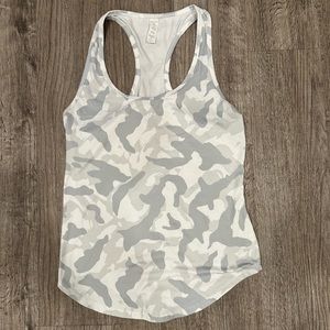 Marika White + Grey Camoflauge Workout Tank Top